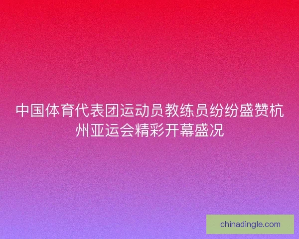 中国体育代表团运动员教练员纷纷盛赞杭州亚运会精彩开幕盛况